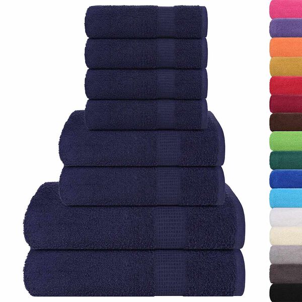 vidaXL Ensemble de serviettes FROGN 8 pcs bleu marine 360 g/m²