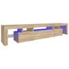 vidaXL Meuble TV avec lumi&egrave;res LED Ch&ecirc;ne sonoma 215x36,5x40 cm