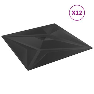 vidaXL Panneaux muraux 12 pcs noir 50x50 cm XPS 3 m² étoile