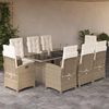 vidaXL Ensemble &agrave; manger de jardin et coussins 9 pcs beige Poly rotin