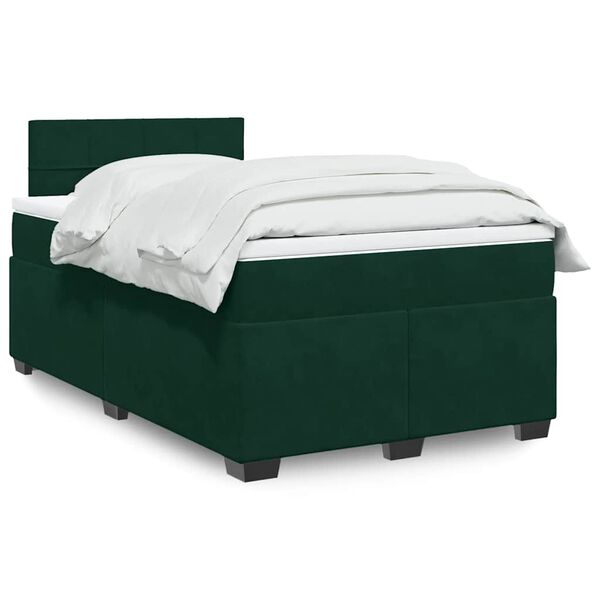 vidaXL Sommier &agrave; lattes de lit et matelas Vert fonc&eacute; 120x200cm Velours