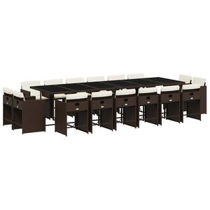 vidaXL Ensemble &agrave; manger de jardin et coussins 17 pcs marron rotin