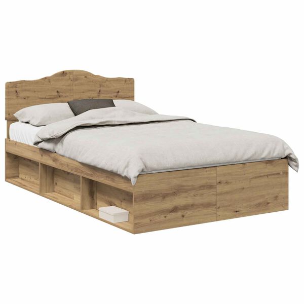 vidaXL Cadre de lit Ch&ecirc;ne artisan 135 x 190 cm Bois de pin massif