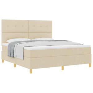 vidaXL Lit &agrave; ressorts avec matelas Cr&egrave;me 180 x 200 cm tissu