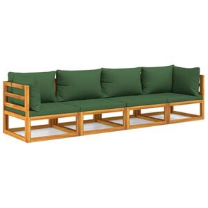 vidaXL Salon de jardin 4 pcs avec coussins vert bois massif