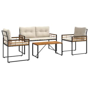 vidaXL Ensemble de meubles d'extérieur avec coussin 4 pcs Crème