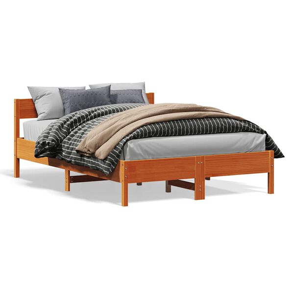 vidaXL Cadre de lit sans matelas cire marron 150x200cm bois pin massif