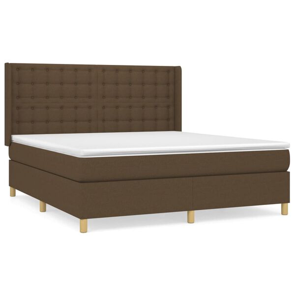 vidaXL Sommier &agrave; lattes de lit avec matelas Marron fonc&eacute; 180x200 cm
