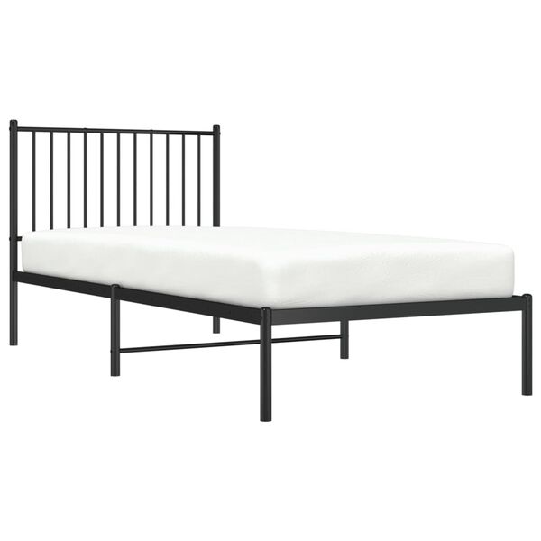 vidaXL Cadre de lit métal sans matelas avec tête de lit noir 90x200 cm