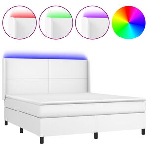 vidaXL Sommier &agrave; lattes de lit matelas LED Blanc 160x200 cm Similicuir