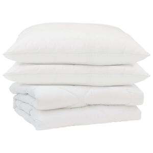 vidaXL Couette d'&eacute;t&eacute; avec oreiller 3 pi&egrave;ces Blanc Microfibre
