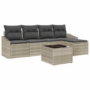 vidaXL Ensemble de Canap&eacute;s 6 pc Gris clair polyrotin