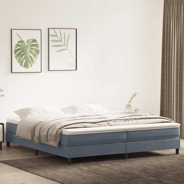 vidaXL Sommier &agrave; lattes de lit et matelas gris fonc&eacute; 180x220cm velours