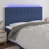vidaXL T&ecirc;te de lit &agrave; LED Bleu 180x5x118/128 cm Tissu