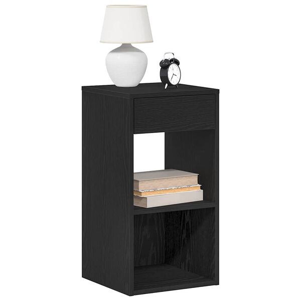 vidaXL Tables de chevet avec tiroir 2 pcs ch&ecirc;ne noir 35x34x66,5 cm