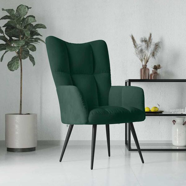 vidaXL Chaise de relaxation Vert fonc&eacute; Velours