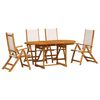 vidaXL Ensemble &agrave; manger de jardin 5pcs bois d'acacia solide textil&egrave;ne