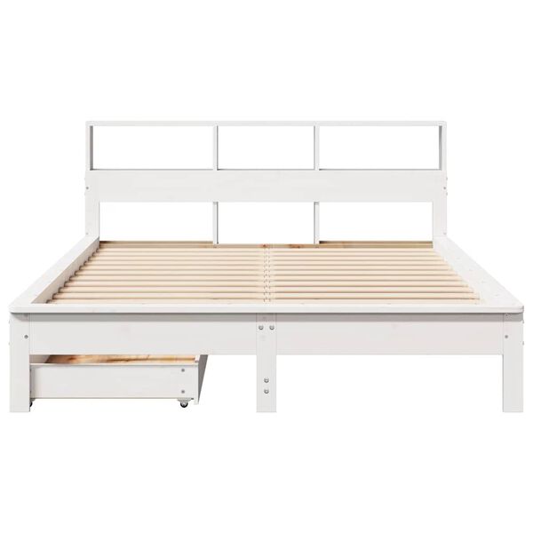 vidaXL Lit bibliothèque sans matelas blanc 135x190 cm bois pin massif