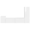 vidaXL Ensemble meuble TV 4 pcs Blanc brillant Bois d'ing&eacute;nierie