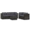 vidaXL Salon de jardin 6 pcs avec coussins Bois impr&eacute;gn&eacute; de gris