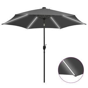 vidaXL Parasol de jardin et lumi&egrave;res LED m&acirc;t en aluminium anthracite