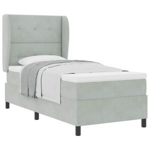 vidaXL Lit &agrave; ressorts avec matelas Gris clair 190 x 90 cm Polyester