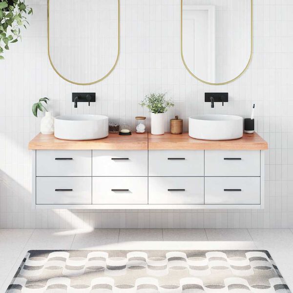 vidaXL Comptoir de salle de bain marron 180x50x(2-6) cm bois traité