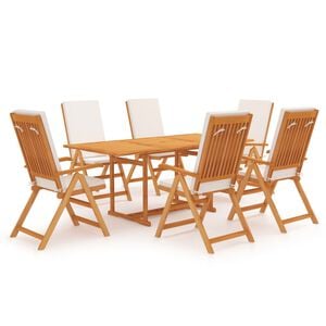 vidaXL Ensemble &agrave; manger de jardin 7 pcs coussins Bois de teck massif