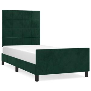 vidaXL Cadre de lit sans matelas vert fonc&eacute; 90x190 cm velours