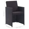 vidaXL Ensemble &agrave; manger d'ext&eacute;rieur 15 pcs avec coussins rotin Noir