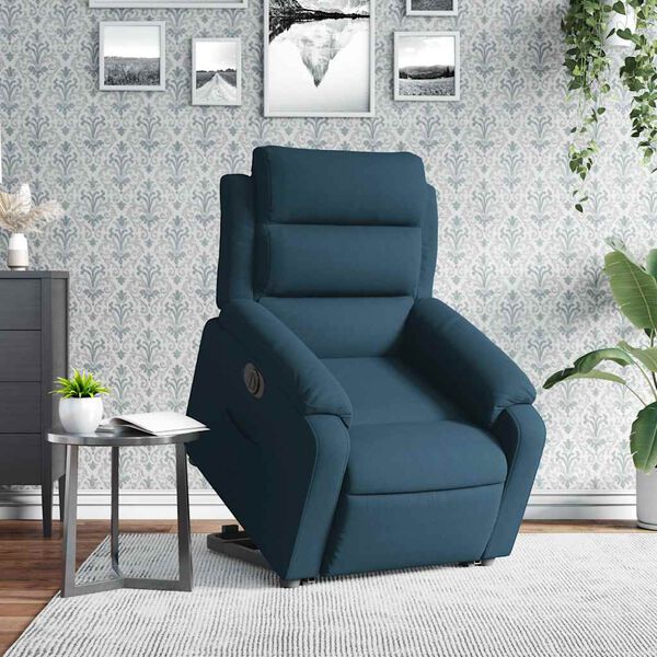 vidaXL Fauteuil inclinable &eacute;lectrique bleu velours