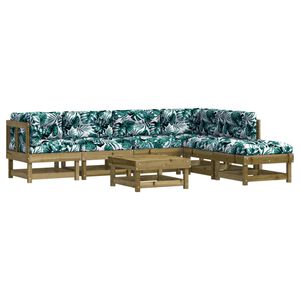 vidaXL Salon de jardin 7 pcs avec coussins bois de pin impr&eacute;gn&eacute;