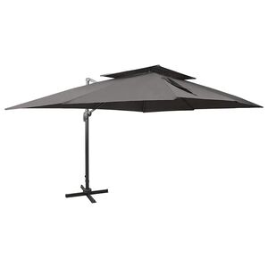 vidaXL Parasol de jardin d&eacute;port&eacute; avec double plateau Anthracite 400 x 300 cm