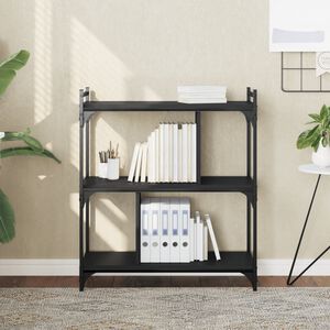 vidaXL Biblioth&egrave;que &agrave; 3 niveaux noir 76x32x88 cm bois d'ing&eacute;nierie