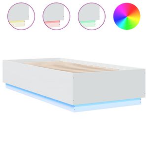 vidaXL Cadre de lit avec LED sans matelas blanc 100x200 cm
