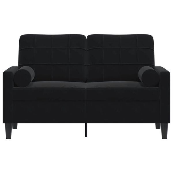 vidaXL Canapé 2 places avec oreillers décoratifs noir 120 cm velours