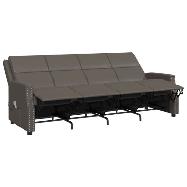 vidaXL Fauteuil de massage inclinable 4 places gris similicuir