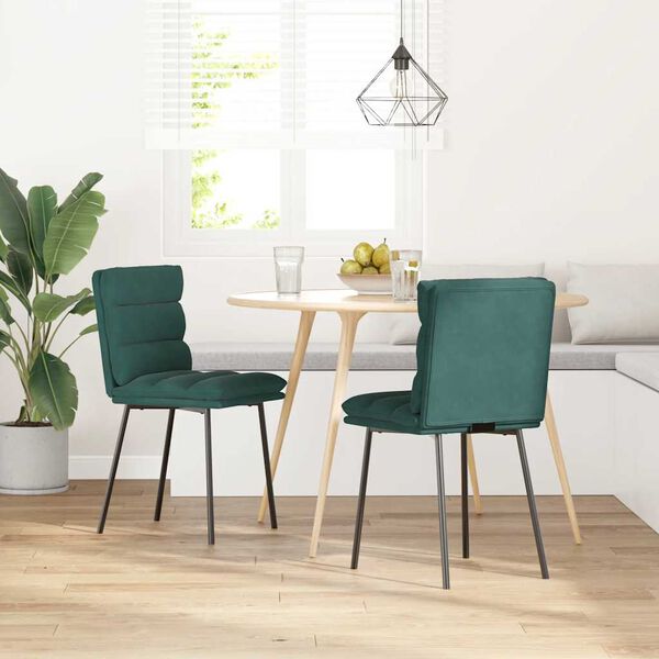 vidaXL Chaises à manger lot de 2 Vert foncé Velours