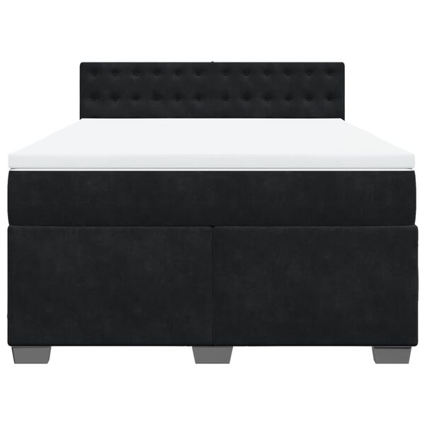 vidaXL Sommier &agrave; lattes de lit avec matelas Noir 140x190 cm Velours