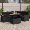 vidaXL Salon de jardin 6 pcs avec coussins noir r&eacute;sine tress&eacute;e acacia