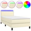vidaXL Sommier &agrave; lattes de lit avec matelas et LED Cr&egrave;me 90x190cm