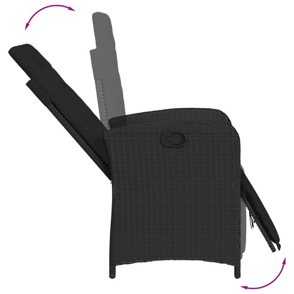 vidaXL Ensemble &agrave; manger de jardin coussins 7pcs Noir R&eacute;sine tress&eacute;e