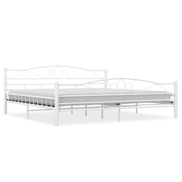 vidaXL Cadre de lit sans matelas blanc m&eacute;tal 200x200 cm