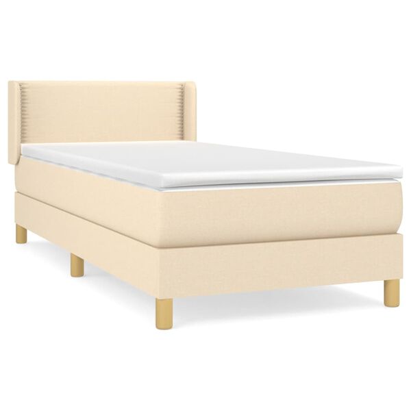 vidaXL Sommier &agrave; lattes de lit avec matelas Cr&egrave;me 90x200 cm Tissu