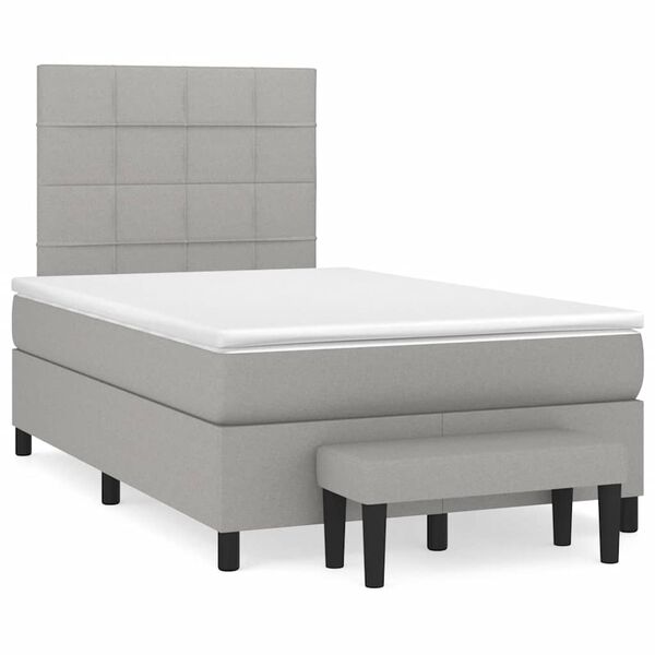 vidaXL Sommier &agrave; lattes de lit et matelas gris clair 120x190 cm tissu