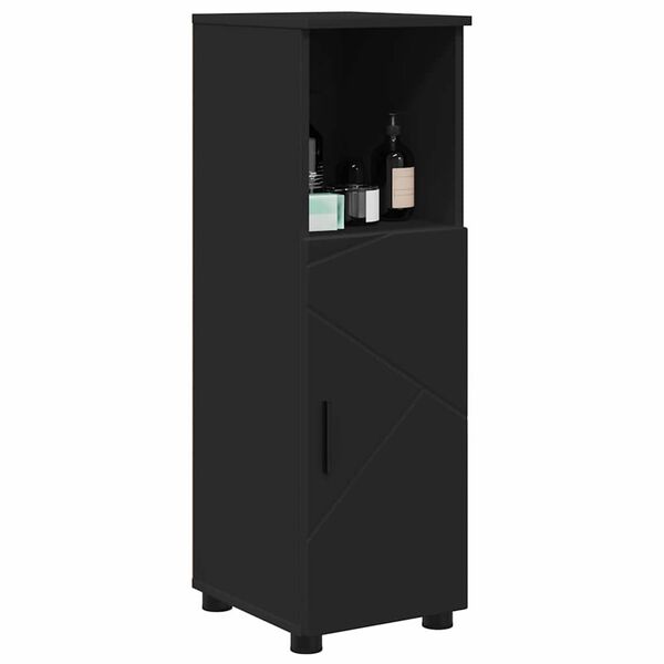 vidaXL Cabinet de salle de bain avec stockage Noir 30 x 35 x 95 cm