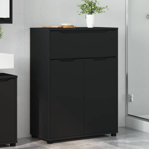 vidaXL Cabinet de salle de bain avec tiroir Noir 72,5 x 36,5 x 100 cm