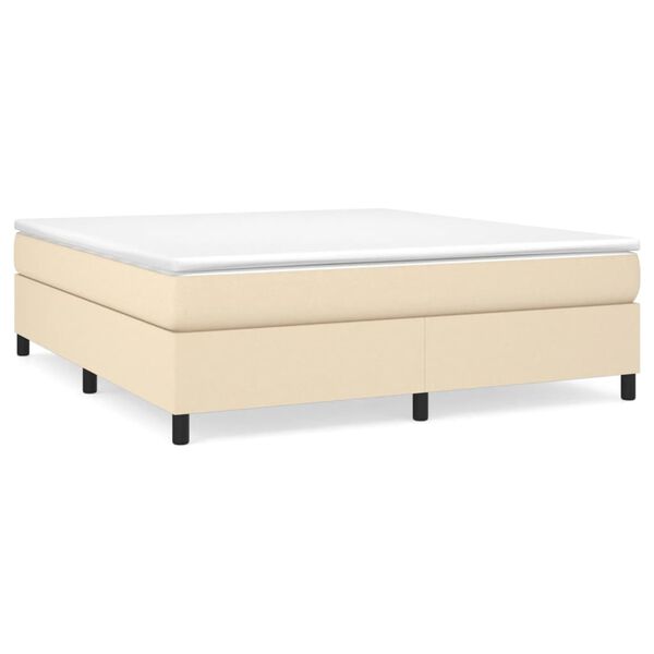 vidaXL Sommier &agrave; lattes de lit avec matelas Cr&egrave;me 180x200 cm Tissu