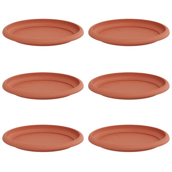 vidaXL Plateau &agrave; fleurs rond 6 pcs Rouge brique &Oslash; 17,5 x 2 cm