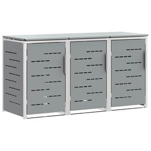 vidaXL Stockage de bac &agrave; d&eacute;chets Acier inoxydable Gris
